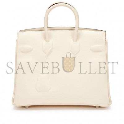 HERMÈS MASTER BIRKIN 25 SHADOW SWIFT LEATHER PHANTOM WHITE BAG H082629CK72 (25*20*13cm)